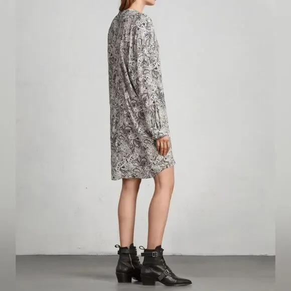 AllSaints Grey Paisley Tunic Dress - Picture 7 of 14